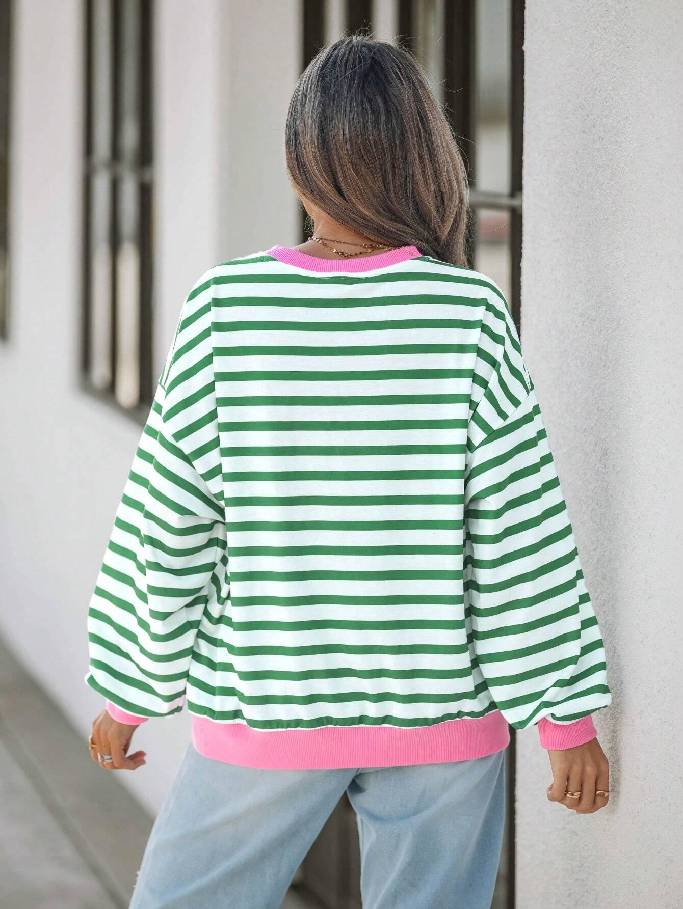 Susanne - Gestreept sweatshirt met roze details voor dames