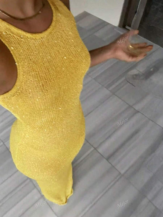 Elegante Maxi Glitterjurk Voor Dames Met Bodycon Pasvorm