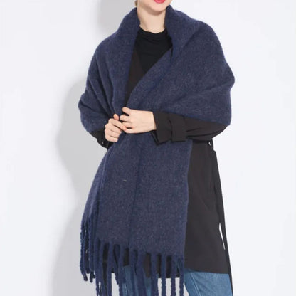 Dames Warme Elegante Wintersjaal Met Stijlvolle Franjes