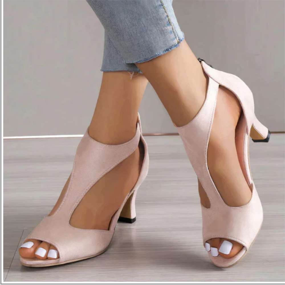 Dames Chique Cut Out Pumps Met Open Teen En Hak