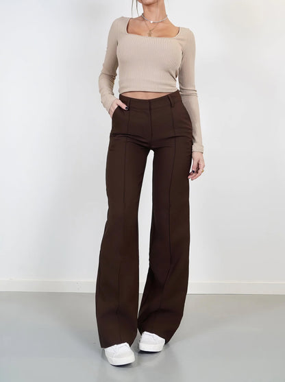 Carina - High Waist Pantalon met Uitlopende Pijpen voor Dames