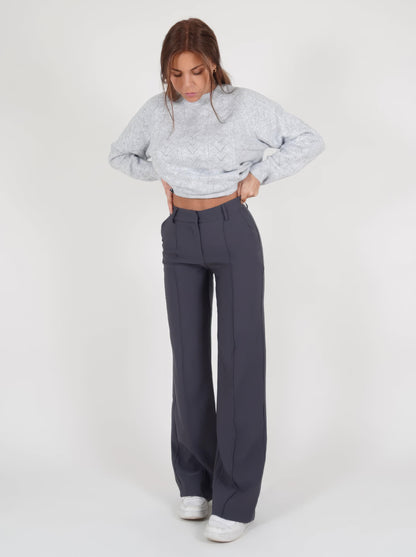 Carina - High Waist Pantalon met Uitlopende Pijpen voor Dames