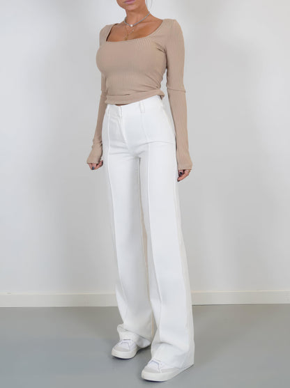 Carina - High Waist Pantalon met Uitlopende Pijpen voor Dames