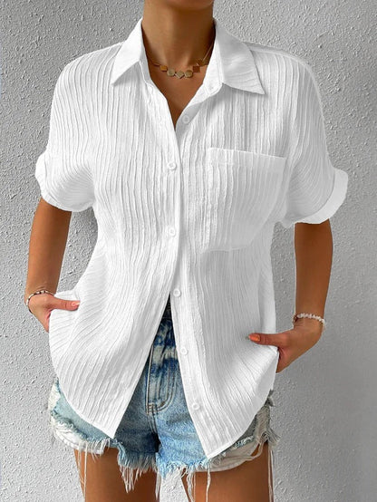 Ilyria - Relaxed Fit Button-Down overhemd met korte mouwen