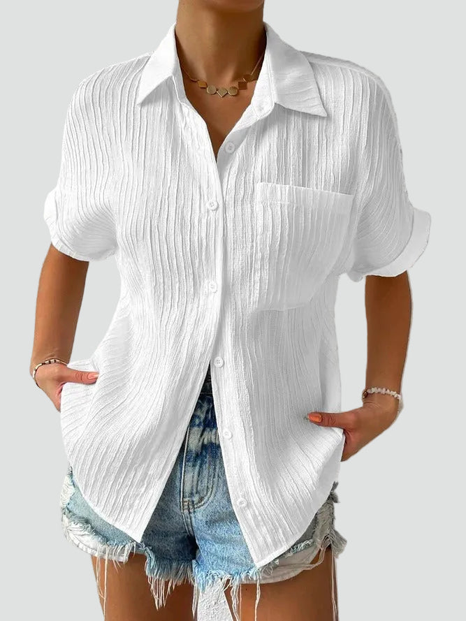 Stijlvolle Dames Blouse met Losvallende Pasvorm en Borstzak