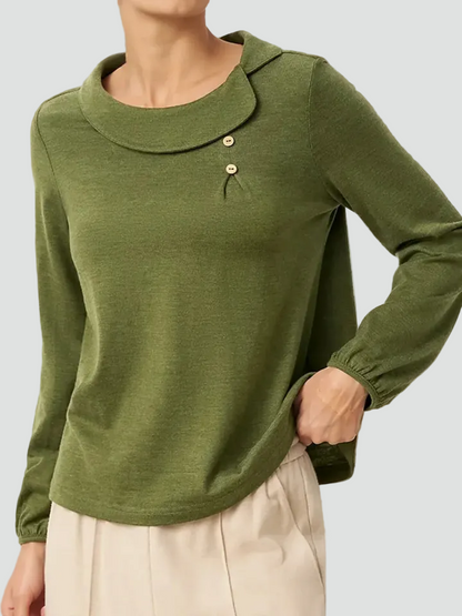 Zachte Dames Sweatshirt Met Ronde Hals En Stijlvolle Knopen