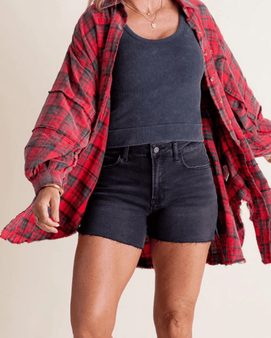 Lara - Oversized Geruit Overhemd met Lange Mouwen