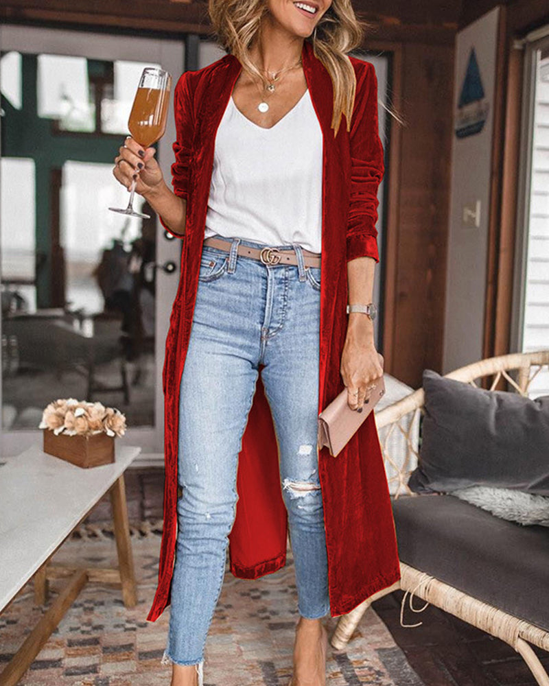 Elegante Fluwelen Open Maxi Dames Vest