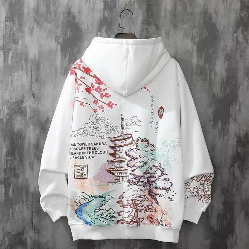 Casual Dames Hoodie met Japanse Sakura Print