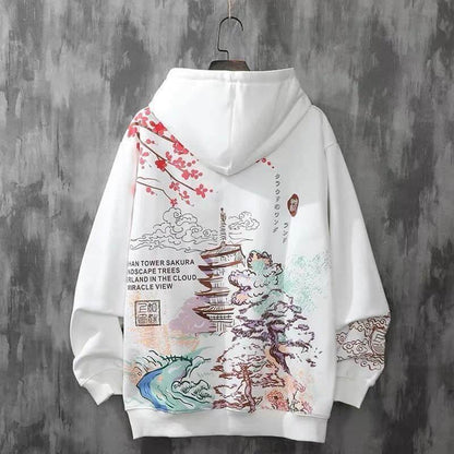 Casual Dames Hoodie met Japanse Sakura Print