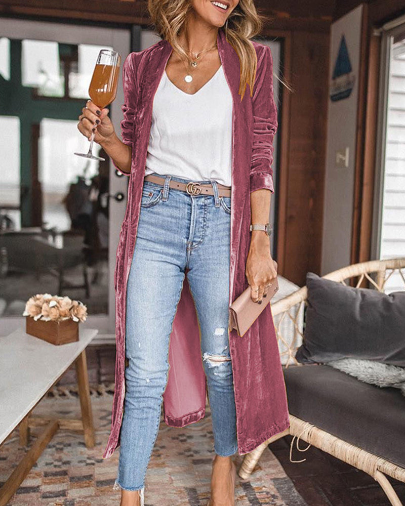 Elegante Fluwelen Open Maxi Dames Vest
