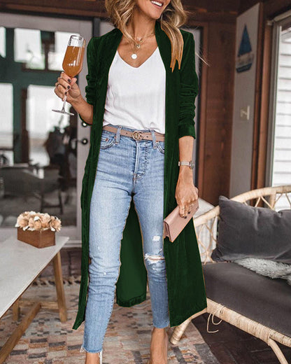 Elegante Fluwelen Open Maxi Dames Vest