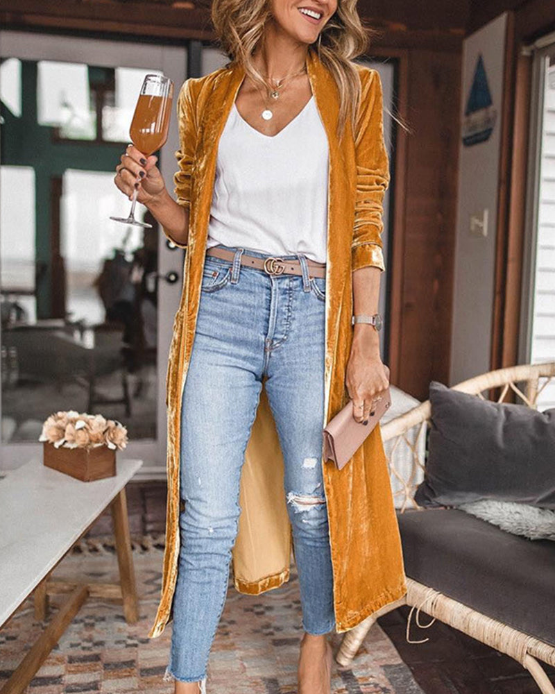 Elegante Fluwelen Open Maxi Dames Vest