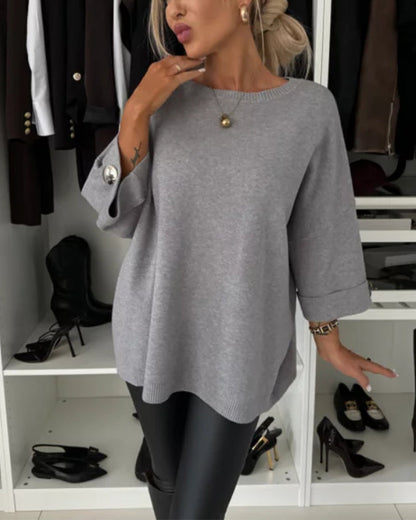 Elegante Gebreide Blouse met Knoopdetail voor Vrouwen