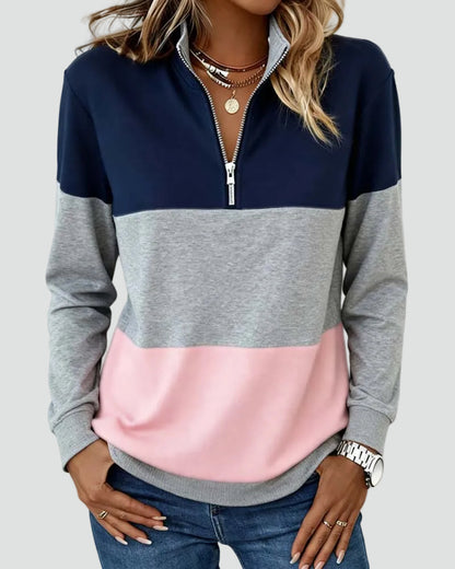 Casual Dames Sweater Met Halve Rits En Comfortabele Pasvorm