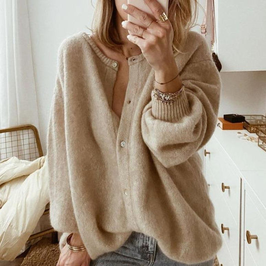 Oversized Cardigan met Knoopsluiting en Verlaagde Schouders voor Dames