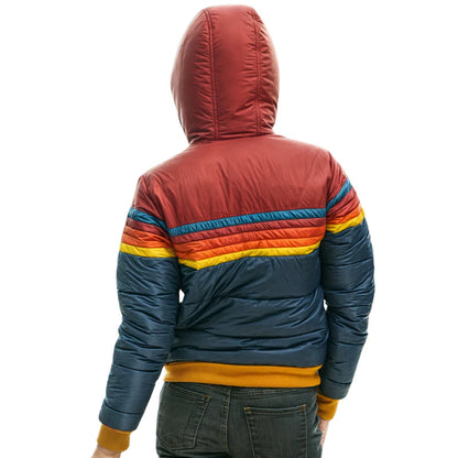 Sportieve Winterse Jas met Retro Colourblock voor Dames