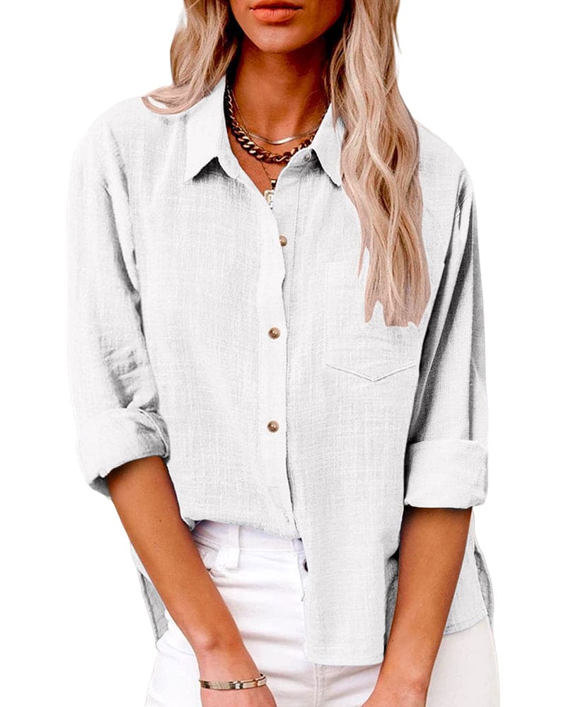 Luchtige Zomer Dames Blouse Met Knoopsluiting