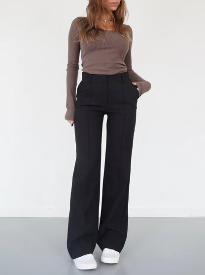 Carina - High Waist Pantalon met Uitlopende Pijpen voor Dames