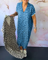 Estella - Relaxed Fit Jurk met V-hals en luipaardprint voor dames