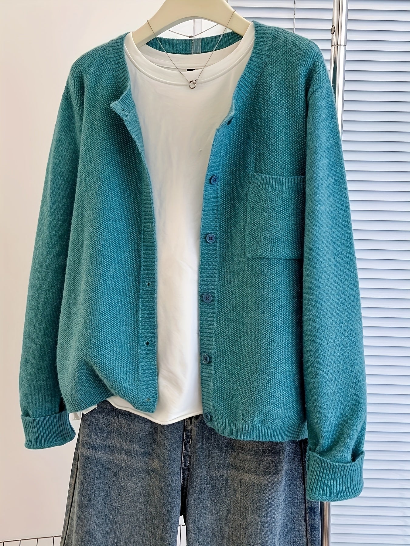 Trendy Zacht Gebreid Dames Vest Met Knopen En Borstzak