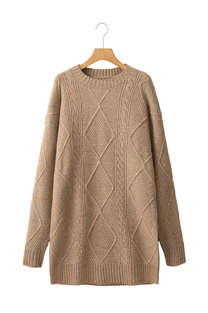 Warme Dames Kabelgebreide Mini Sweaterjurk