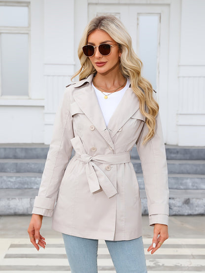 Witte Korte Elegante Dames Trenchcoat in Tijdloze Stijl