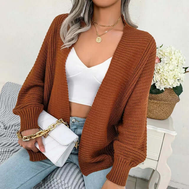 Gebreide Cardigan met Lange Mouwen Openvallend Model voor Vrouwen
