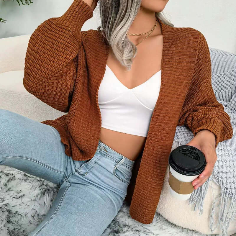 Gebreide Cardigan met Lange Mouwen Openvallend Model voor Vrouwen