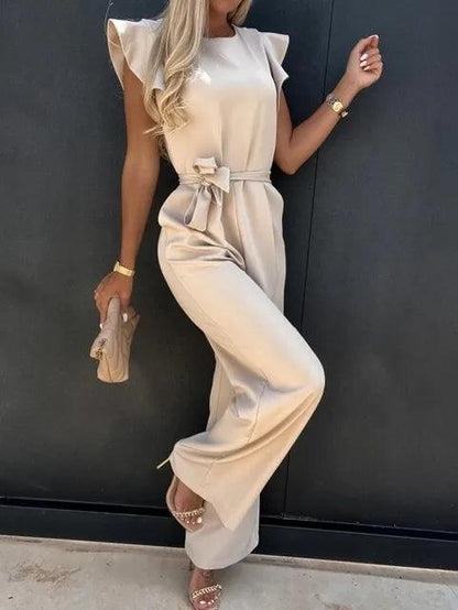 Nina – Jumpsuit met Wijde Pijpen en Getailleerde Pasvorm