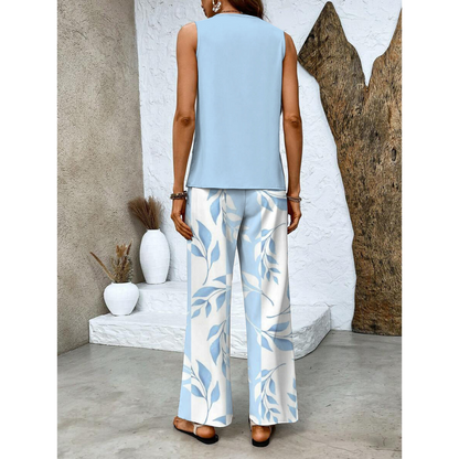 Vrouwen Co ord Set Met Gelaagde Top En Wijde Pantalon