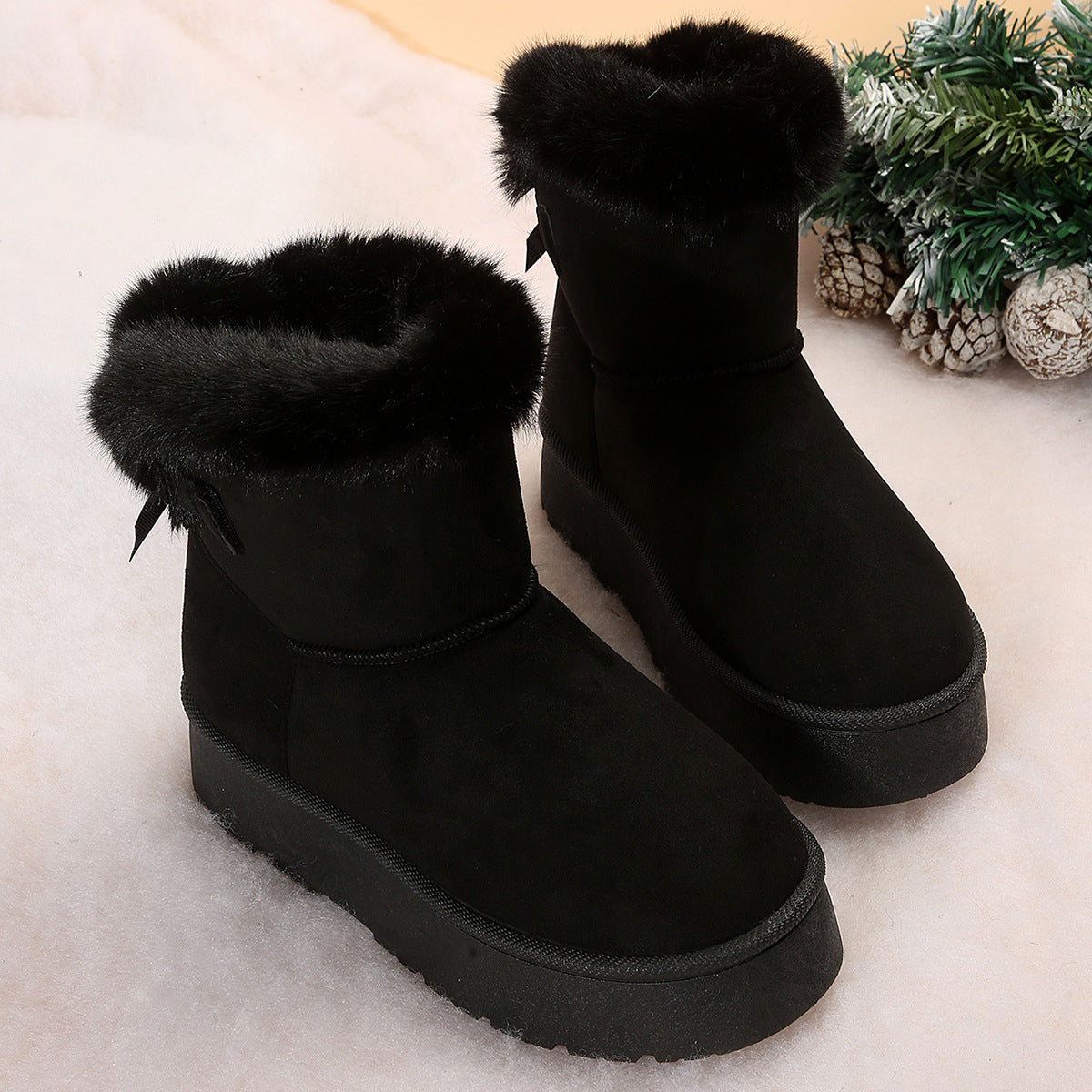 Dames Winter Enkellaarzen Bont Voering Dikke Zool