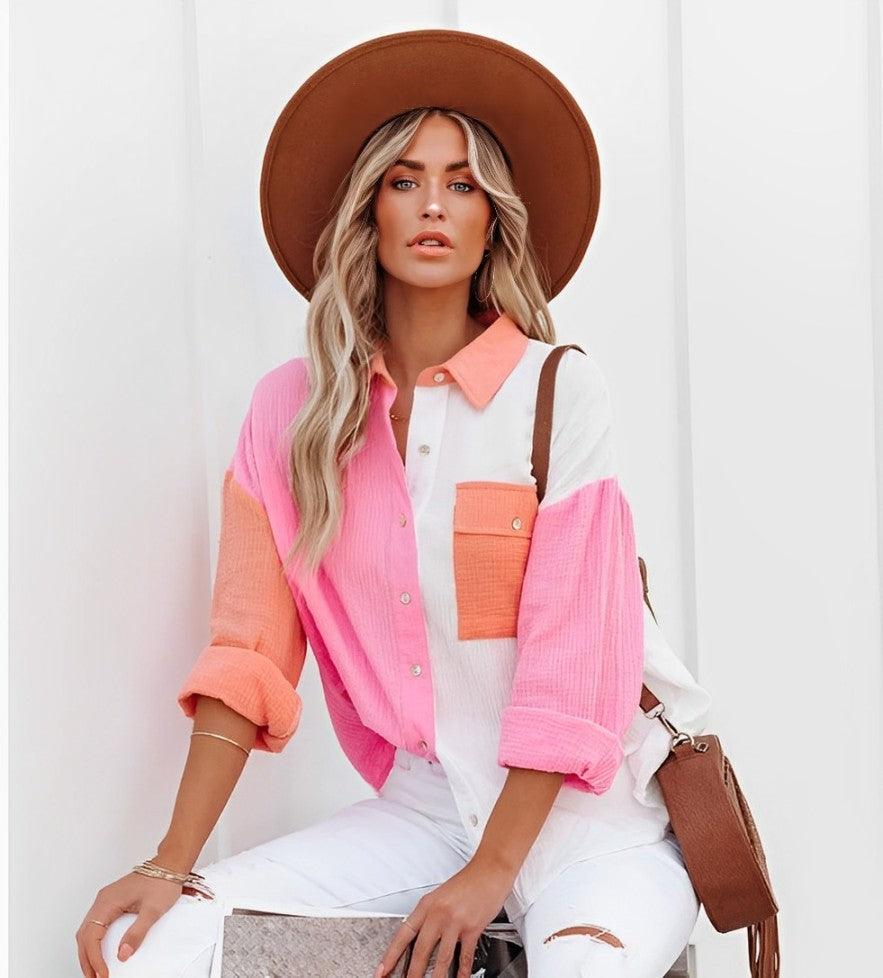 Brooklyn - Colorblock Button-Up overhemd voor dames