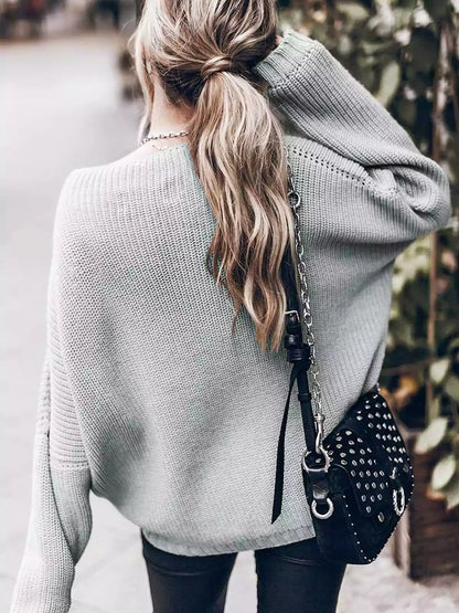 Casual Oversized Gebreide Dames Set met Mini Rok en Sweater