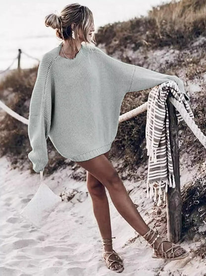 Casual Oversized Gebreide Dames Set met Mini Rok en Sweater