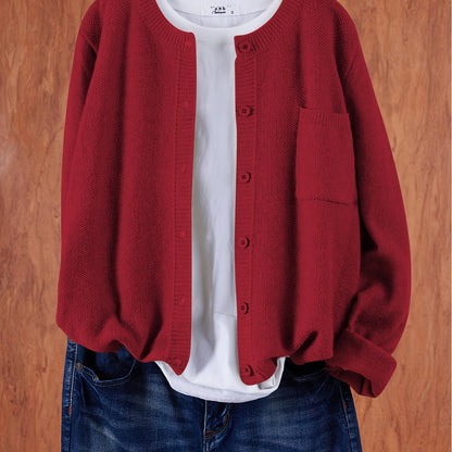 Trendy Zacht Gebreid Dames Vest Met Knopen En Borstzak