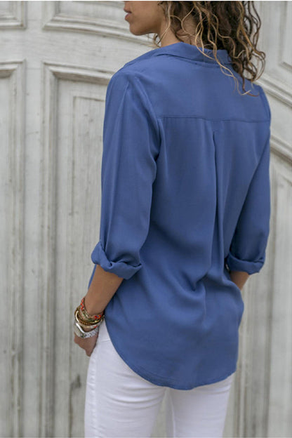 Elvea - Chic Knoop Blouse met Opgerolde Mouwen voor Vrouwen