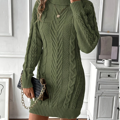 Kabelgebreide Mini Sweaterjurk Met Col Voor Dames Winter