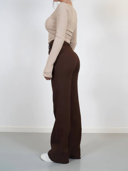 Carina - High Waist Pantalon met Uitlopende Pijpen voor Dames