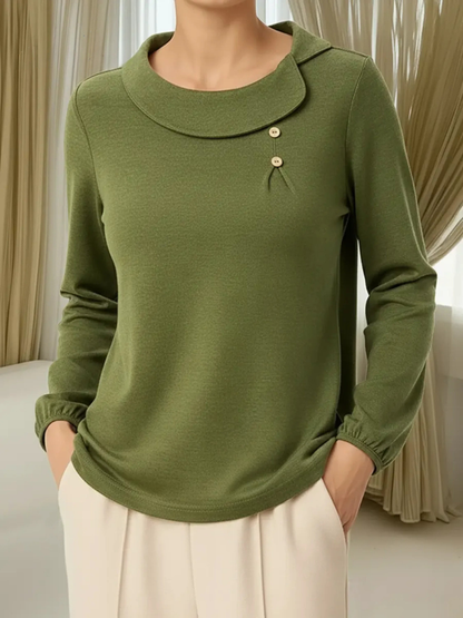 Zachte Dames Sweatshirt Met Ronde Hals En Stijlvolle Knopen