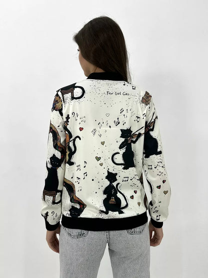 Dames Bomberjack met Print Lichtgewicht met Rits