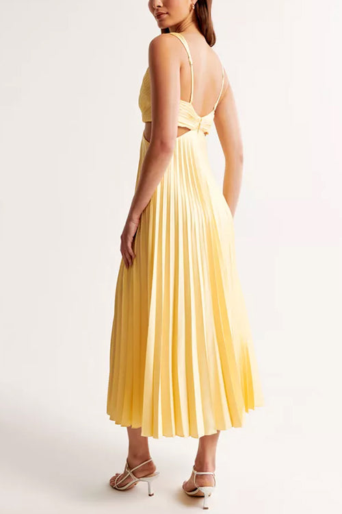Carla - Geplooide Maxi Jurk met Uitgesneden Taille voor Vrouwen