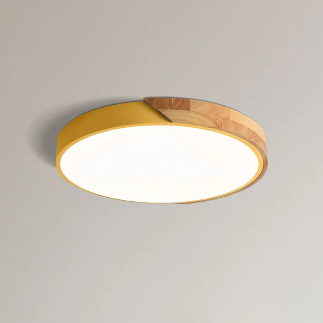 Ronde Scandinavische LED plafondlamp met houten details