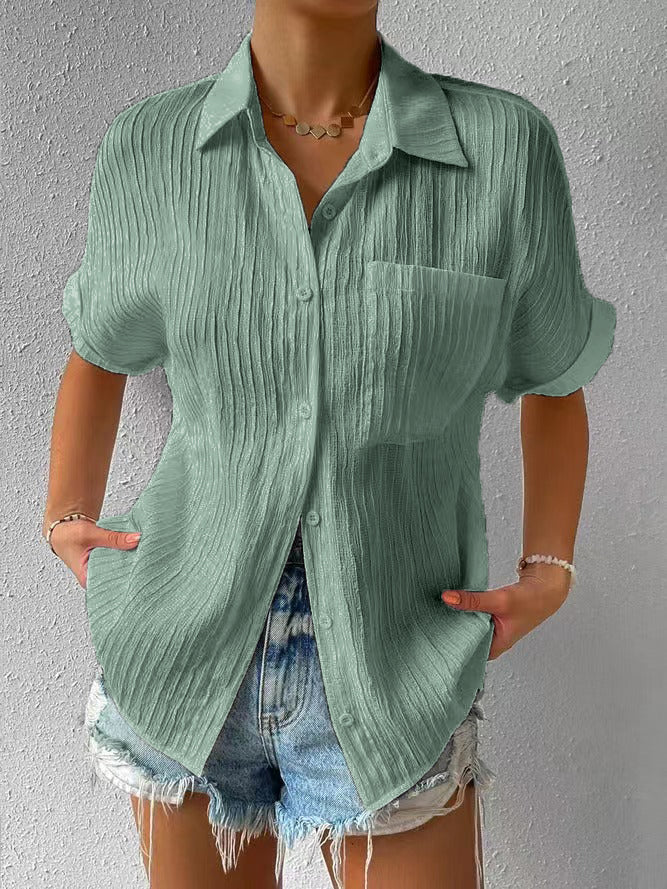 Ilyria - Relaxed Fit Button-Down overhemd met korte mouwen