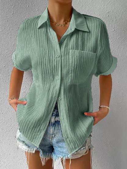 Ilyria - Relaxed Fit Button-Down overhemd met korte mouwen