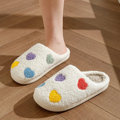 Warme Pantoffels Met Kleurrijk Hartjespatroon Voor Vrouwen