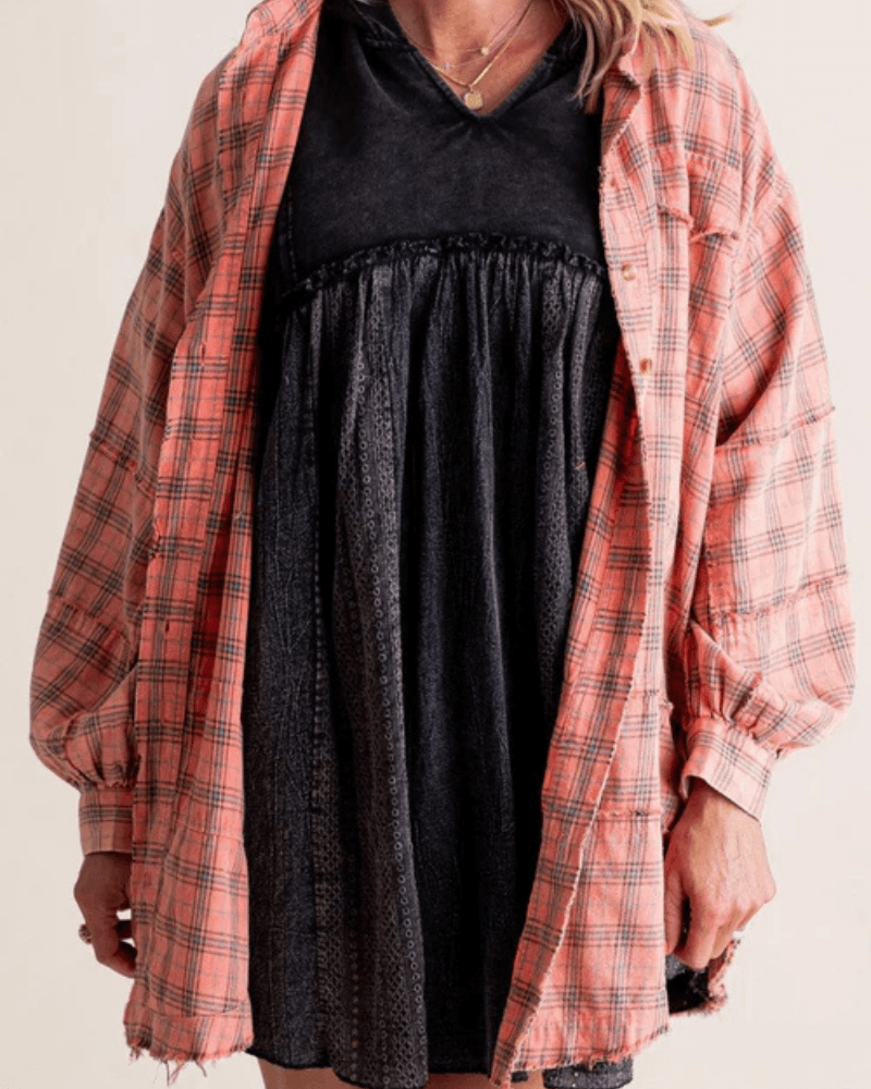 Lara - Oversized Geruit Overhemd met Lange Mouwen