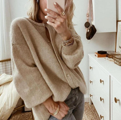 Oversized Cardigan met Knoopsluiting en Verlaagde Schouders voor Dames