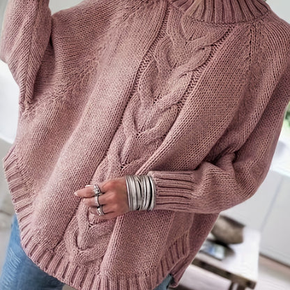 Warme Oversized Kabeltrui Voor Dames Met Col