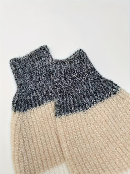 Dames Stijlvolle Gestreepte Mini Sweaterjurk Met Lange Mouwen